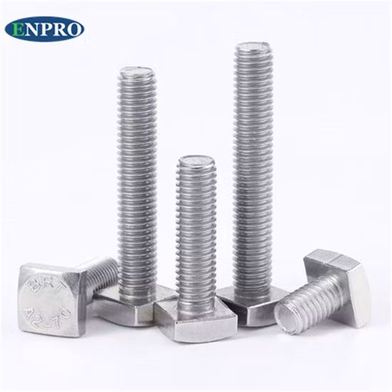 Parafuso quadrado de aço inoxidável da linha M6 4 do aço carbono parafuso principal quadrado liso